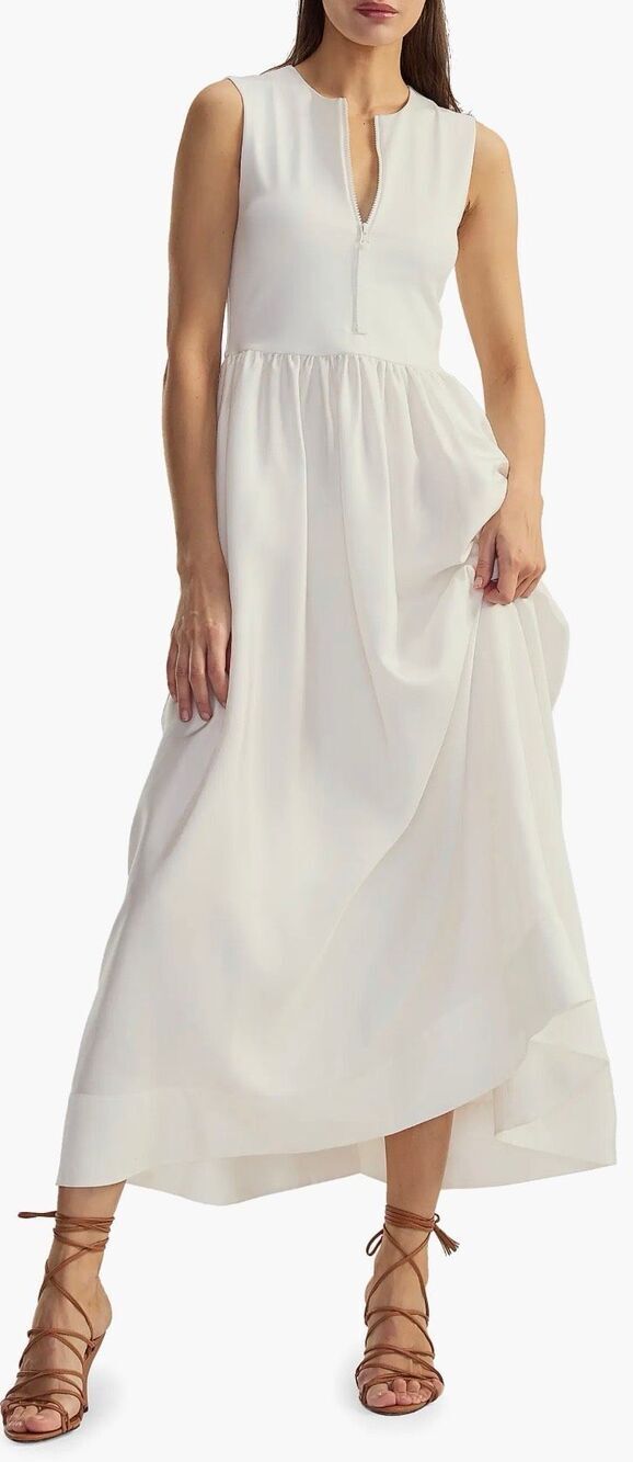 Cynthia Rowley Stretch Silk Zip-Front Maxi Dress NWT Size XS